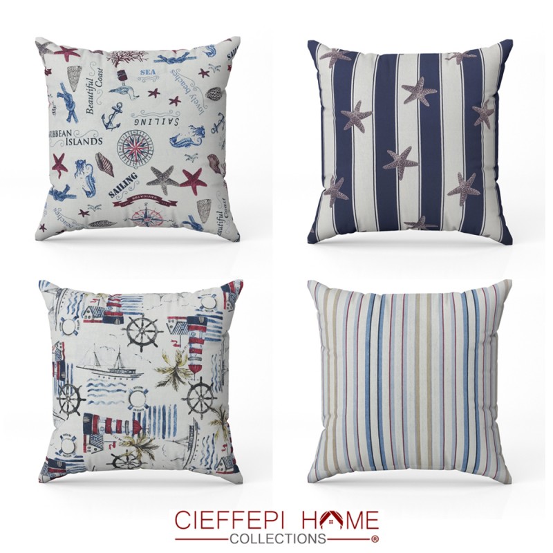 set da 4 cuscino arredo fantasia marina