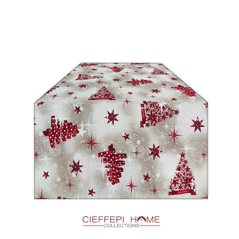 Runner Natalizio Velluto Verdecon Ricamo Paesaggio