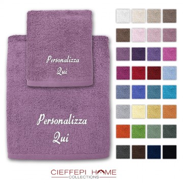set asciugamano in spugna tinta unita ottima qualità disponibile in 32 colori personalizzata
