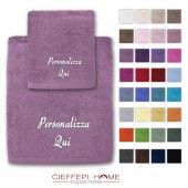 set asciugamano in spugna tinta unita ottima qualità disponibile in 32 colori personalizzata