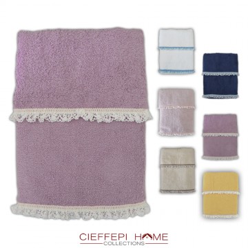 asciugamano set 1+1 bagno in spugna bagno elegante